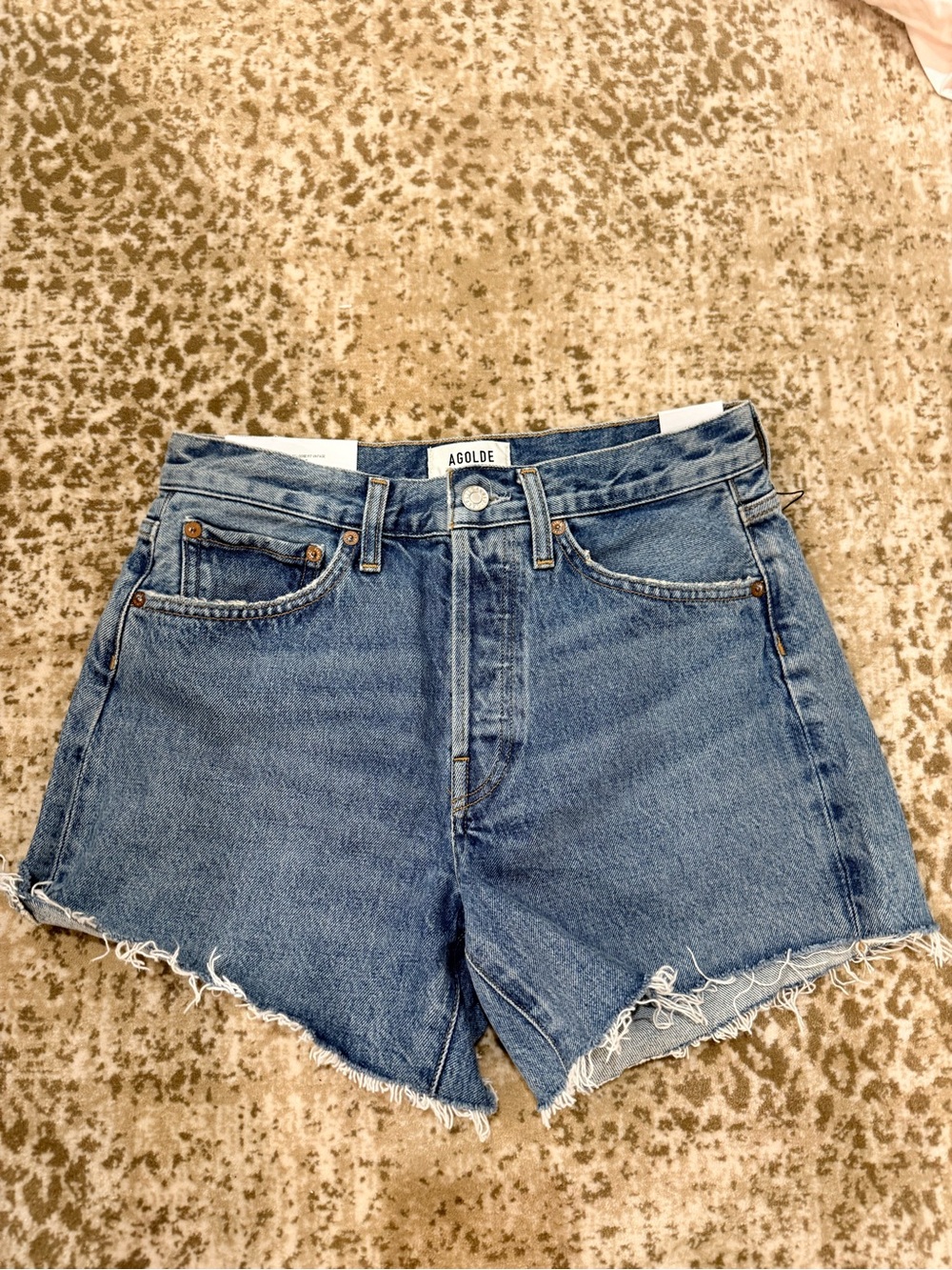 Agolde Blue Denim High-Waist Jean Shorts